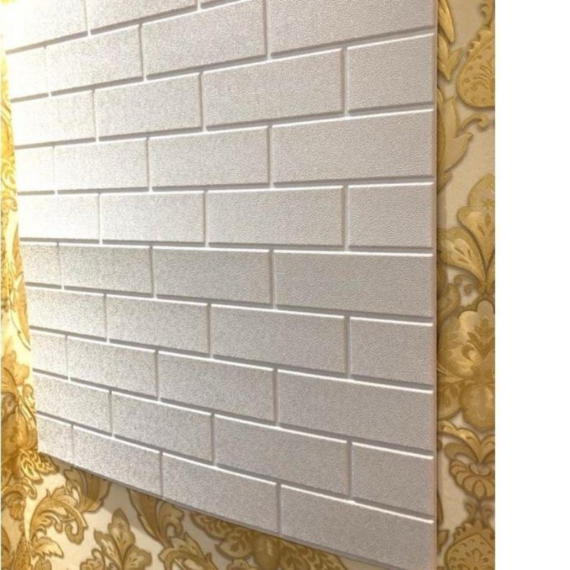 WALLPAPER DINDING 3D foam bata putih motif kulit jeruk