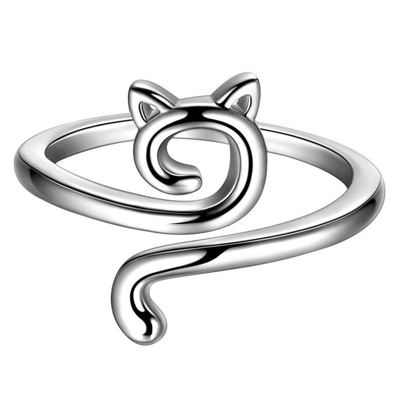 Murah&COD Cincin Berlian Kucing dan Hitam Kreatif Cincin Unisex Cincin Perhiasan Untuk Wanita/Pria-B