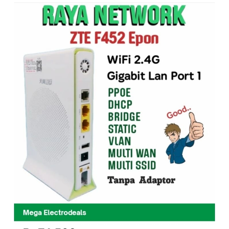 ZTE F452 Epon+Adaptor 12v Mesin  Original