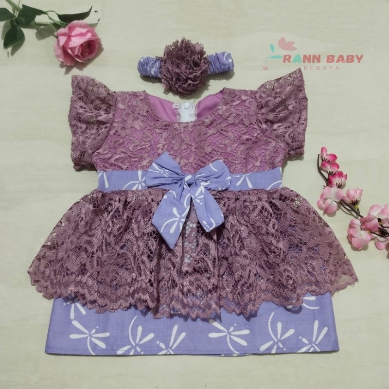 KEBAYA BAYI / KEBAYA ANAK PEREMPUAN / SETELAN KEBAYA BAYI PITONAN TEDAK SITEN ungu taro