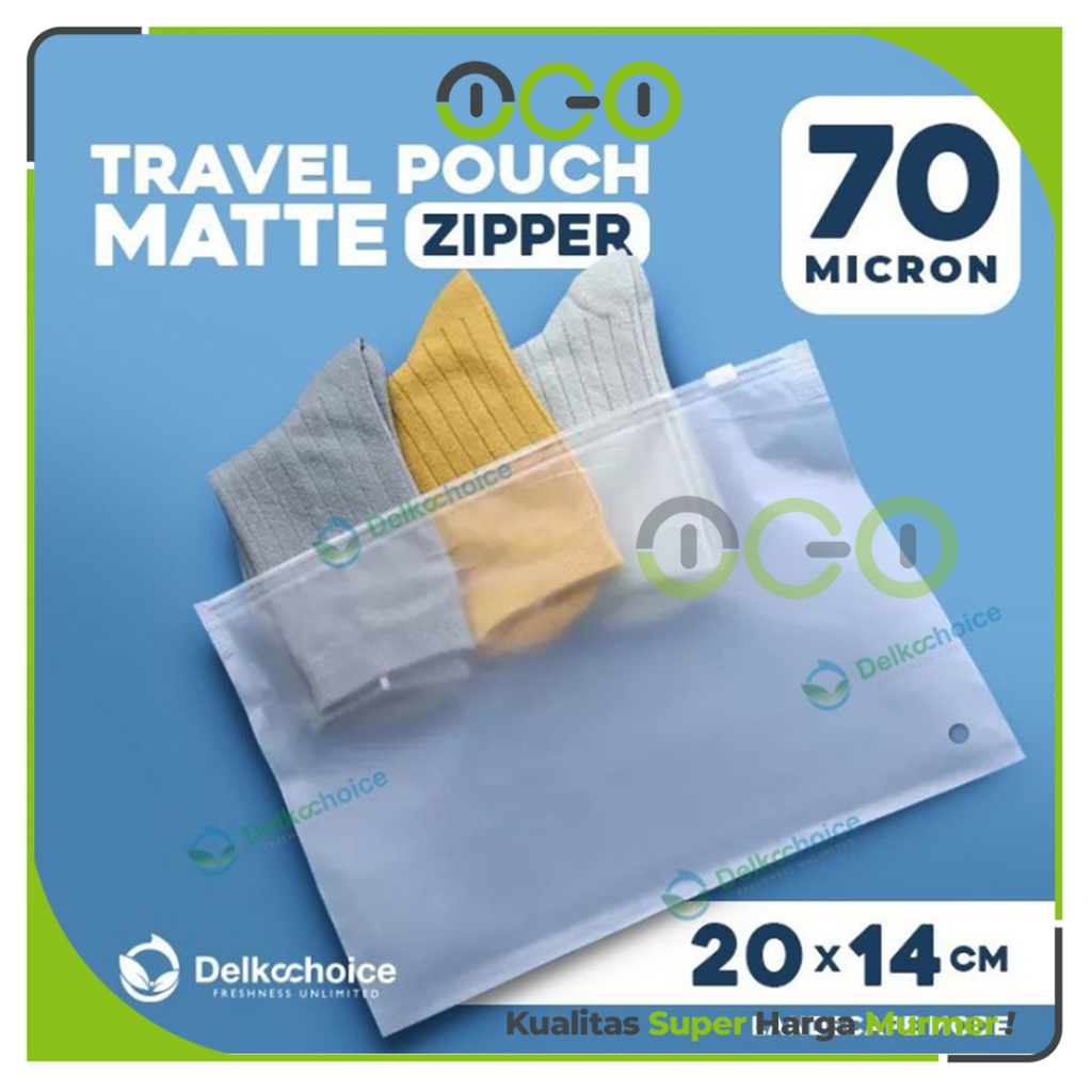 Plastik Travel Pouch Bag 20cm x 14cm LANDSCAPE 70 Mic Zipper Premium Kantong Organizer Delkochoice