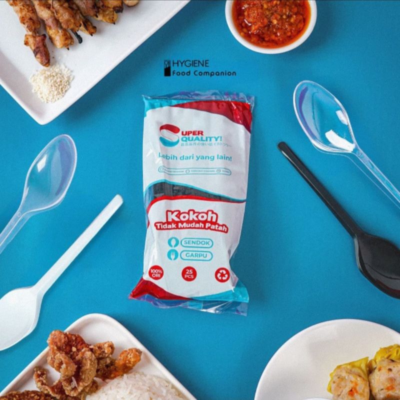 Sendok Makan Plastik - Sendok Plastik - Cutleries Set Sendok Makan Plastik Tebal Kuat Higienis