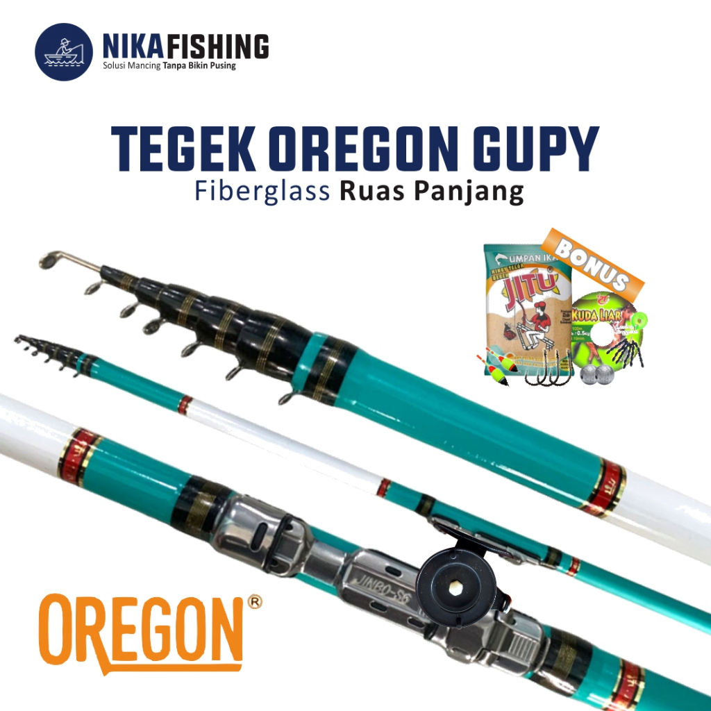 Joran Tegek Pancing Set Kolong Oregon Gupy Material Fiber 180-540 Set Kolong dan Set Komplit Siap Pa