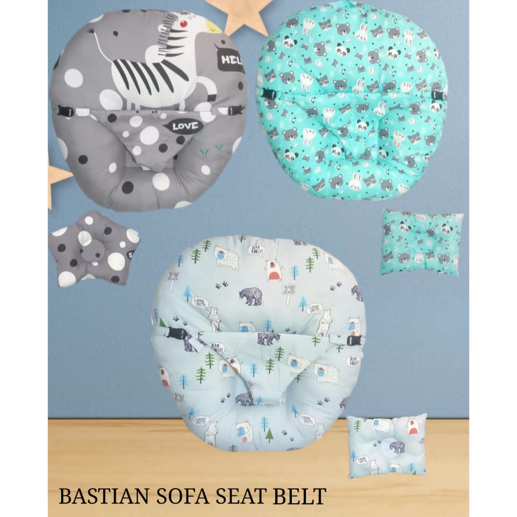 Sofa Bayi Seatbelt Set Bantal Peang/ Bantal Penyangga Baby Tidur