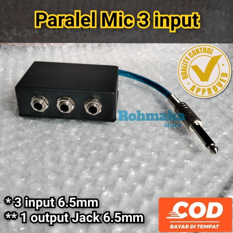 PARALEL MIC 3 INPUT / PENAMBAH INPUT MIC / CONVERTER VOKAL  MIC DYNAMIC SOUNDCARD V8 / ALL TIPE / pe