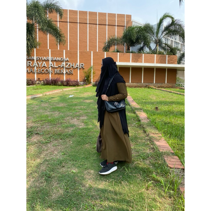 SATU SET OOTD khimar+cadar+gamis+tas+henna kuku+cincin