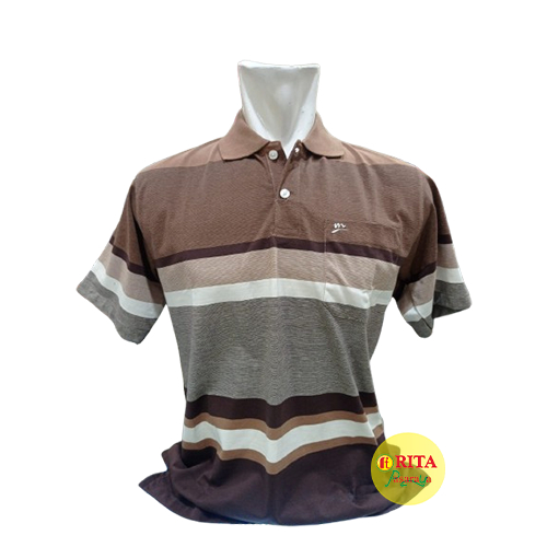 MODASPORT 08-571 Kaos Polo Kaos Kerah Kaos Pria Lengan Pendek Pakaian Pria terbaru Motif Salur Besar
