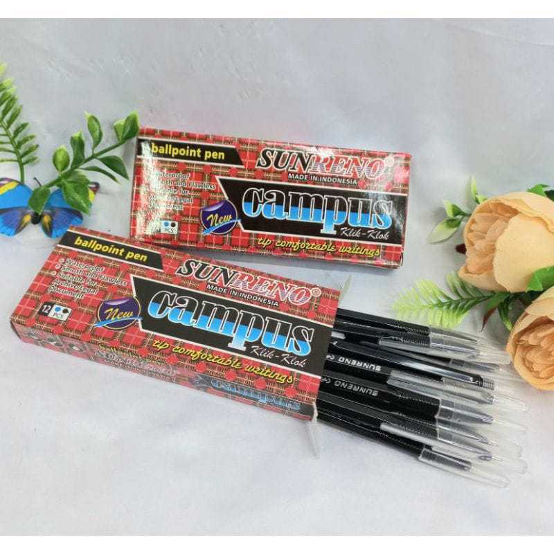 

Pulpen SUNRENO CAMPUS Ballpoint pen Hitam ( isi 12 pcs )