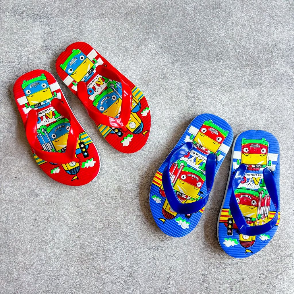 SANDAL ANAK LAKI-LAKI Jepit Spons Karet Bis Tayo | SANDAL JEPIT ANAK KARAKTER KEKINIAN CEWEK COWOK P