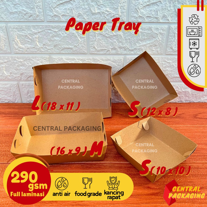 Paper Tray Laminasi Kraft 290 gsm / Paper Food Tray Dine In / Tray Kertas Laminasi Nampan Makanan / 