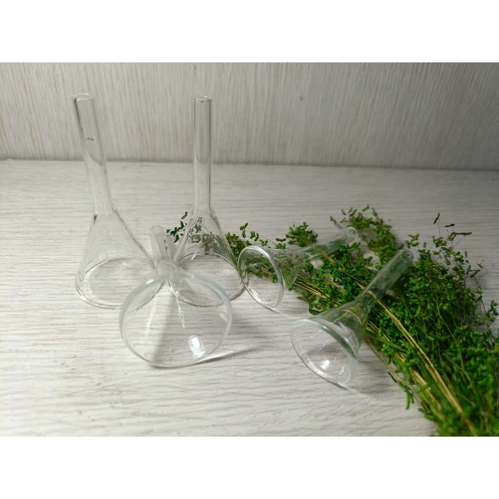 corong kaca mini bahan pyrex tahan panas