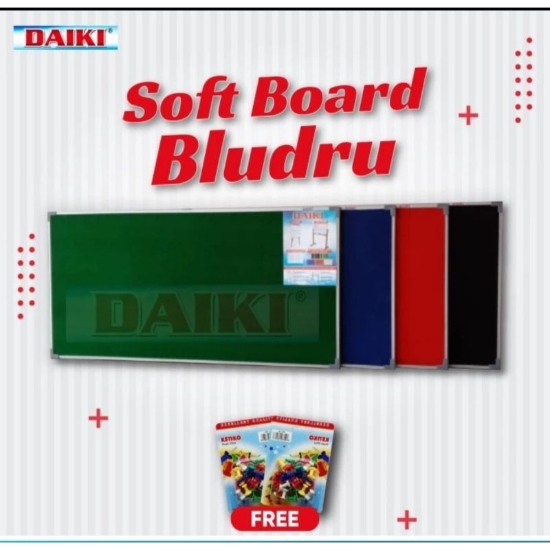 

DAIKI Soft Board / Corkboard Bludru Biru / Hijau / Hitam / Merah Gantung uk 90 x 180 cm - Merah.