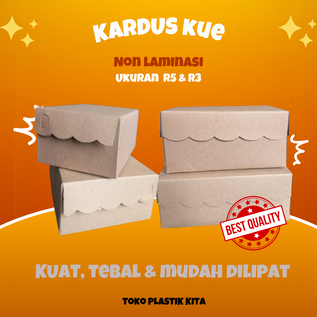 Kotak kardus kue R3 dan R5 non laminasi kardus kue hajatan / box snack / box jajan