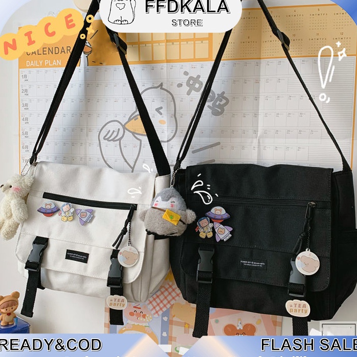 Lebih Keren  READY HOT COD Free Gift Tas Sekolah Sma Wanita Tas Selempang Bahu Wanita Tas Kanvas Ber