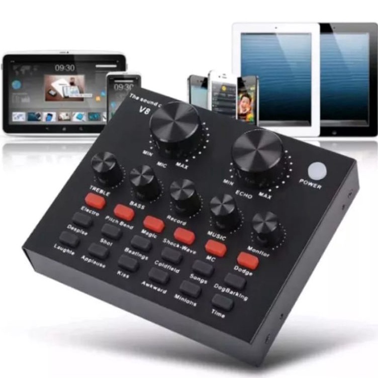 Obral Terbatas  Sound Card V8 Audio Bluetooth Mixser USB Eksternal For HP PC Live Streaming Broadcas