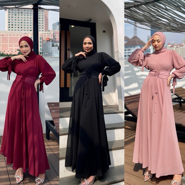 Kirim Cepat  Lively Long Dress Kondangan Gamis Pesta Seragam Bridesmaid Gaun Prewedding Baju Muslim 