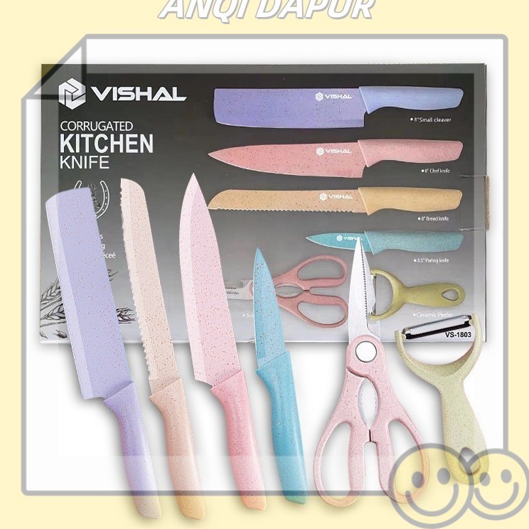 Penjualan Meriah  Pengiriman 24H Pisau Set EVCRIERH Stainless dilapis anti lengket 1 Set isi 6 termu