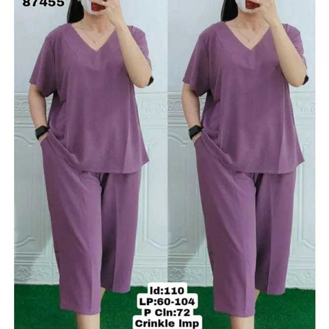 Top Shipment Setelan Andin Crinkle Terbaru  Setelan Crinkle Jumbo  One Set Wanita Kekinian