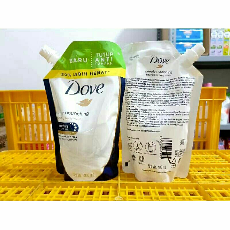dove sabun mandi cair 400 ml refill refil pouch iai ulang
