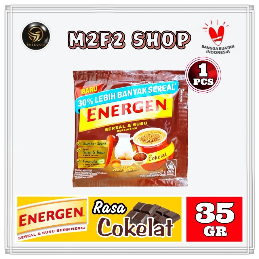 

Energen Sereal dan Susu Bersinergi Rasa Cokelat Sachet - 35 gr (Kemasan Satuan)