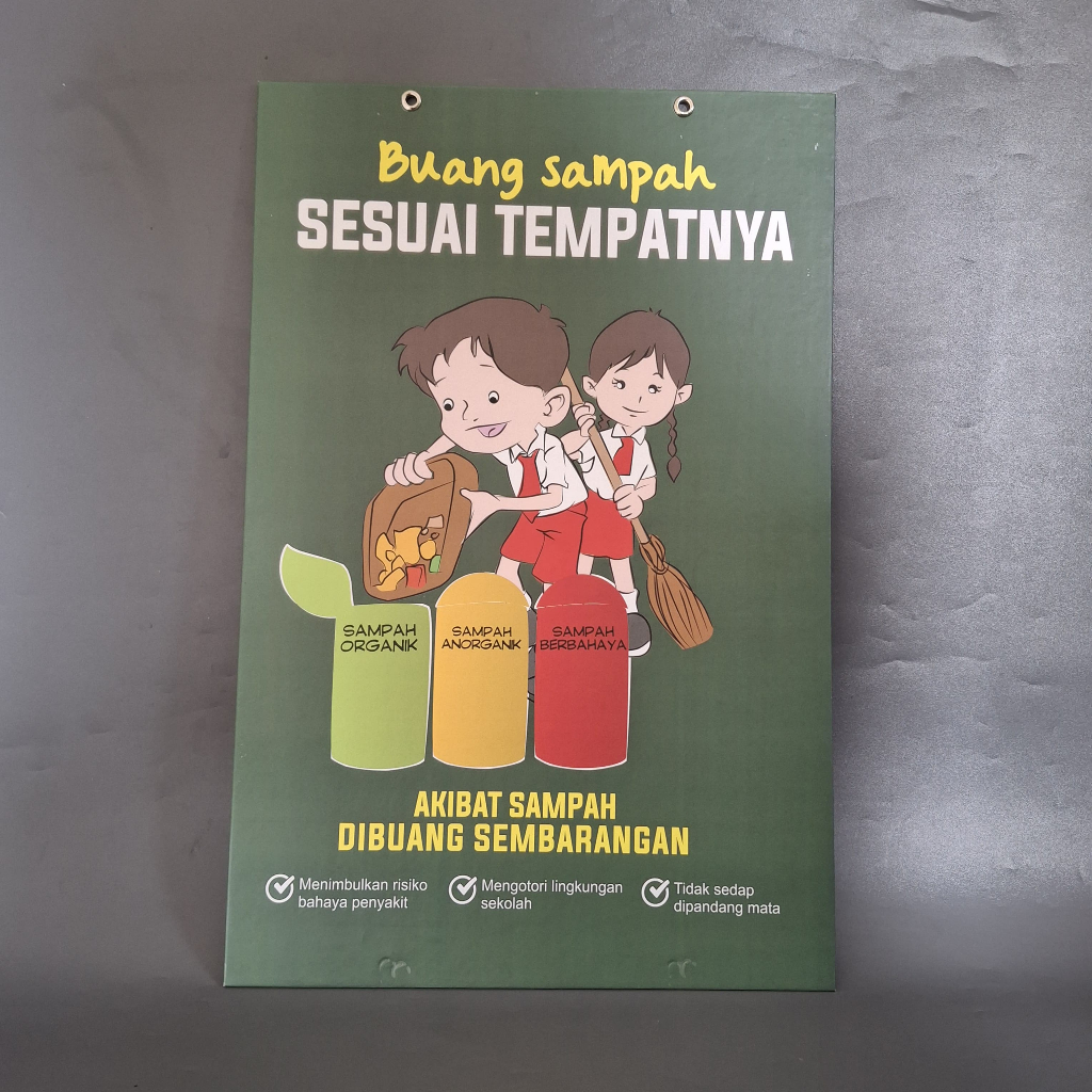 Hard Poster Buang Sampah Sesuai Tempatnya - Hard Buanglah Sampah Pada Tempatnya - Poster Sekolah A3