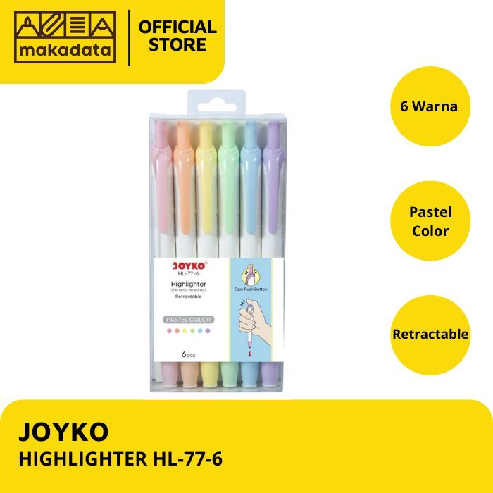 

HIGHLIGHTER / FLOUR WARNA PASTEL HL-77-6 JOYKO (1 SET) MURAH