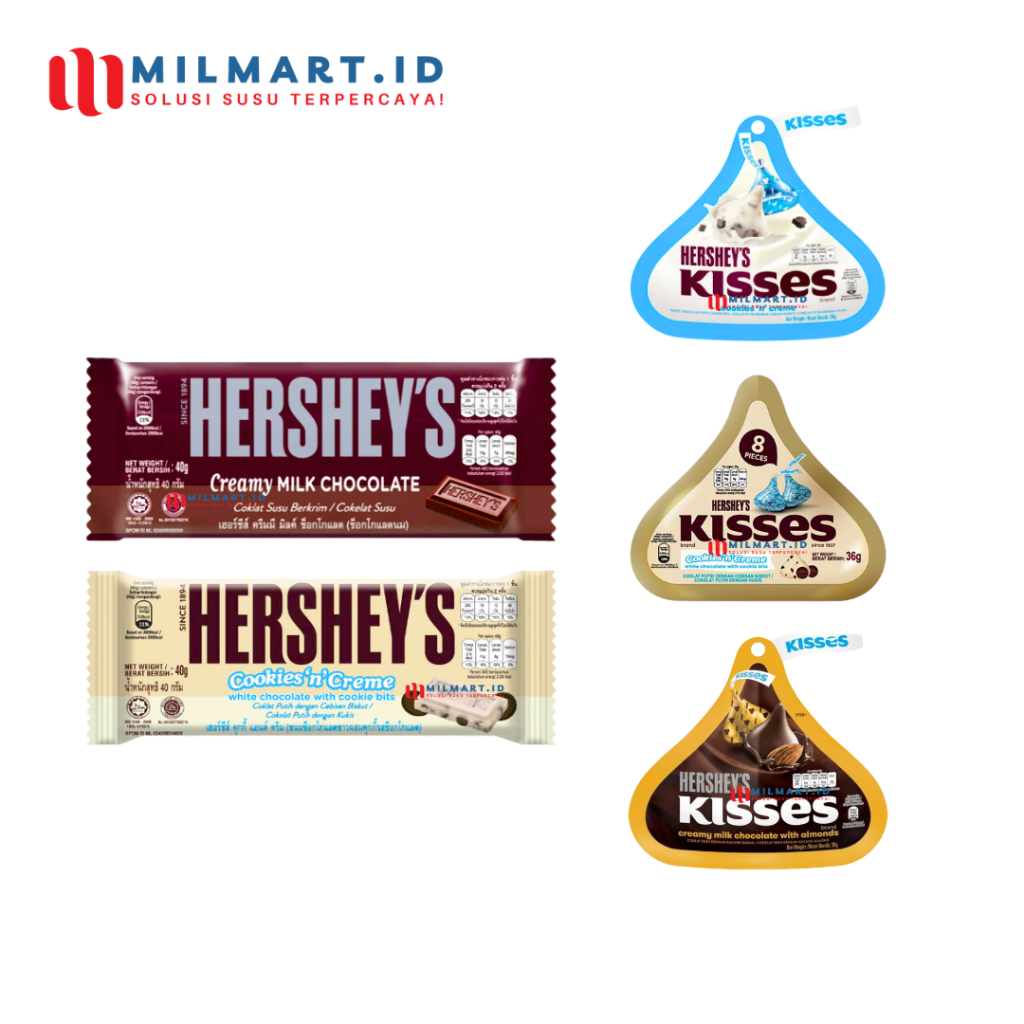 

HERSHEY'S KISSES HERSHEYS CHOCOLATE RASA ALMOND MILK COKLAT CREME N COOKIES