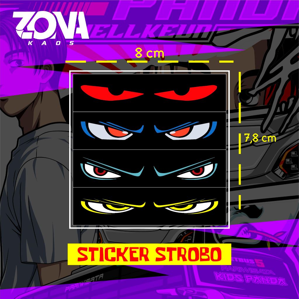 

STIKER STROBO MATA MINIATUR ANTI AIR 1 LEMBAR STICKER WATERPROOF