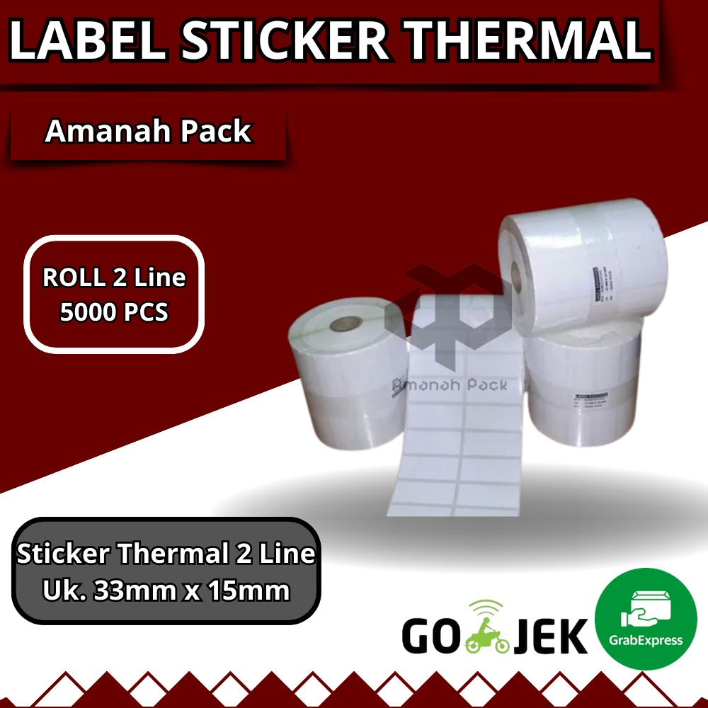 

HJK LABEL STICKER THERMAL ROLL 2 LINE 33X15 5000PCS, LABEL STICKER, THERMAL STICKER
