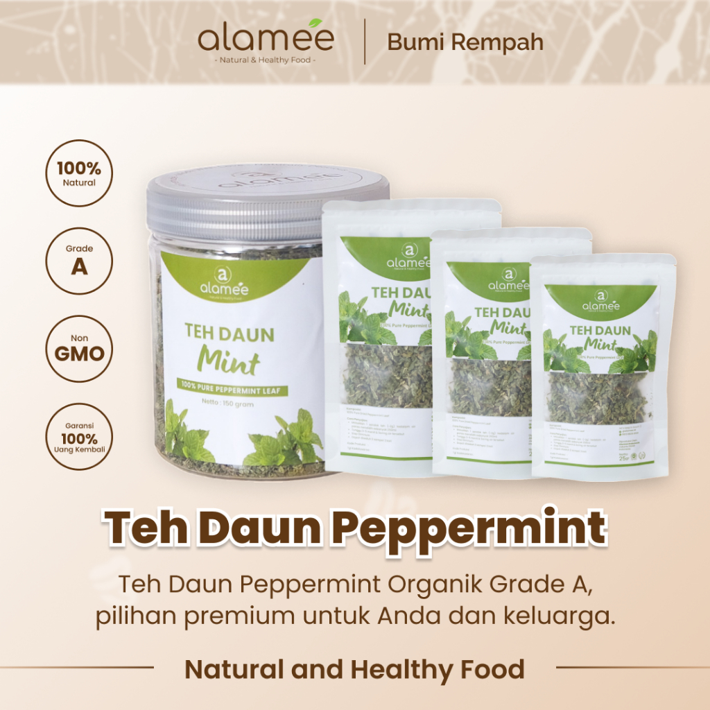 

ALAMEE Peppermint Tea Teh Daun Mint Organik Pappermint Papermint Kering Dried