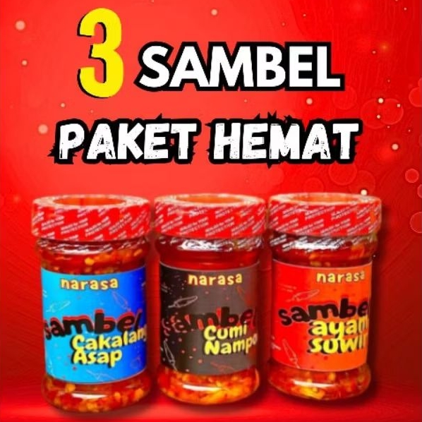 

PAKET HEMAT 3 Pcs SAMBEL /SAMBEL BABY CUMI 110 GRAM/SAMBEL AYAM SUWIR 110 GRAM/SAMBEL CAKALANG ASAP 110 GRAM