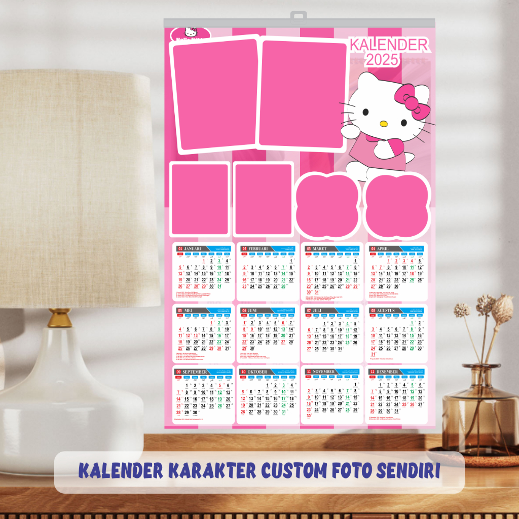 

Kalender 2025 Custom Foto dan Nama Sendiri karakter hello kitty satuan
