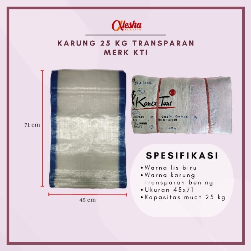 Karung Beras / Karung Jangkrik 25 kg transparan bening merk KTI per 1 ball