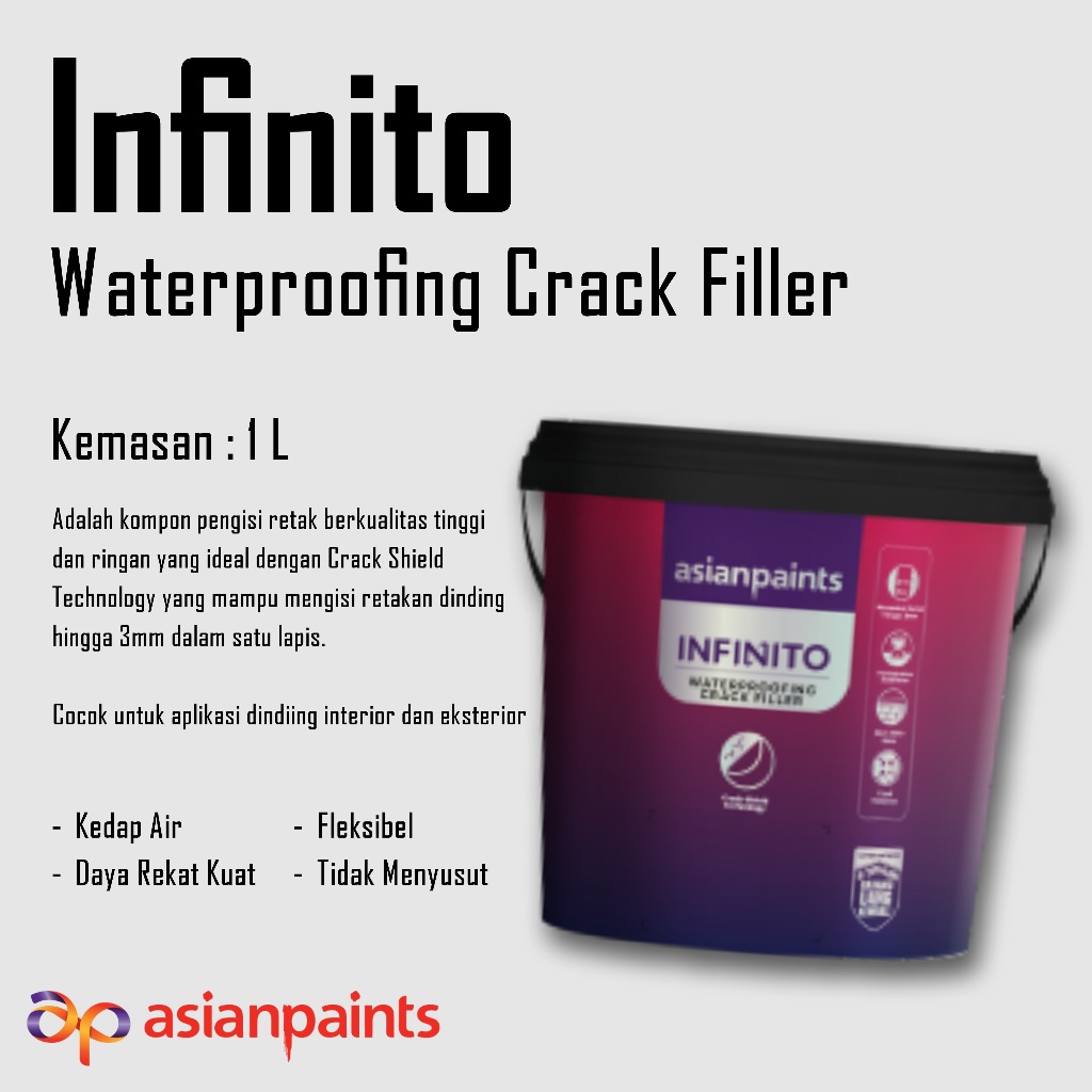 ASIAN PAINTS - INFINITO WATERPROOFING CRACK FILLER/ CAT DINDING/ WATERPROOFING