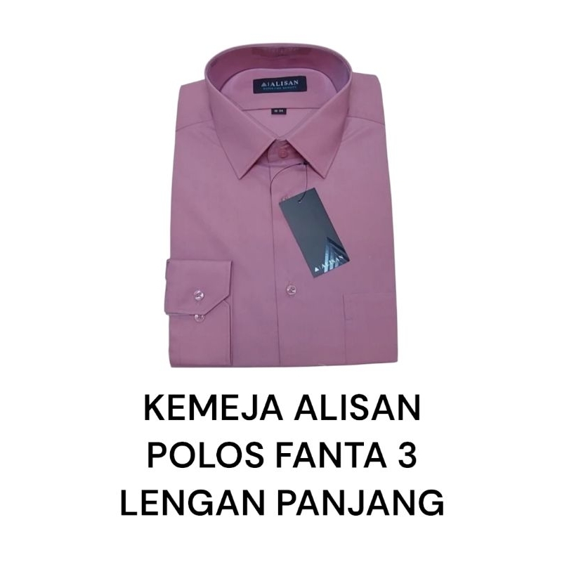 Kemeja Alisan Pink Fanta 3 Polos Lengan Panjang