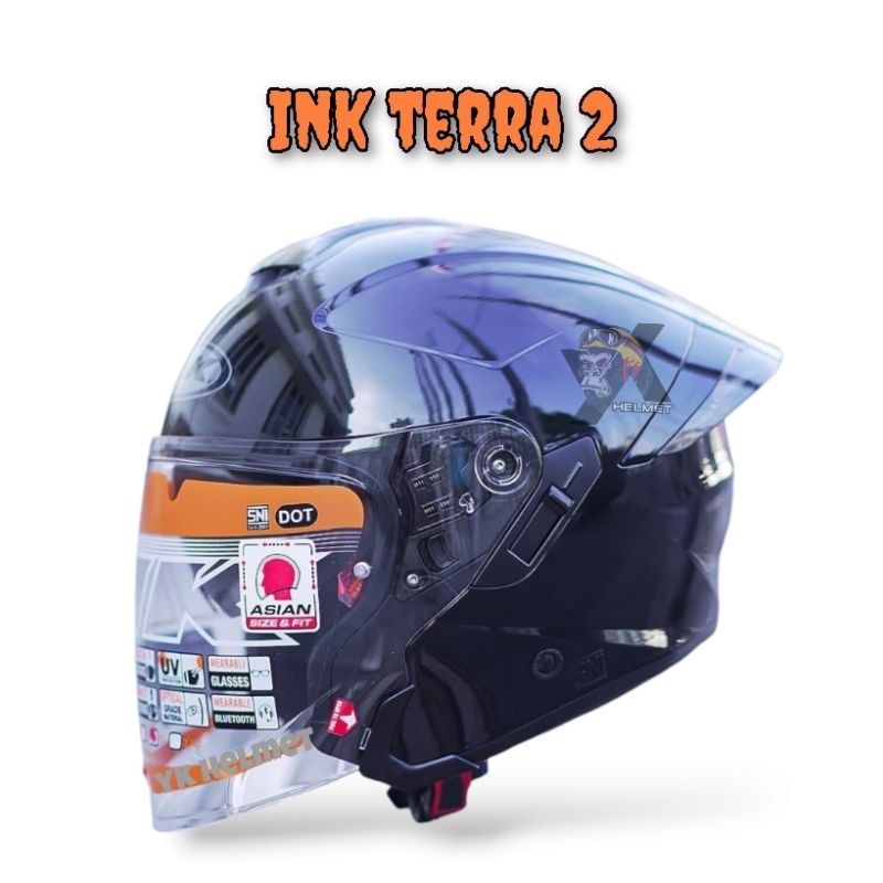 INK TERRA 2 BLACK / Helm ink terra2 warna hitam helm half face ink