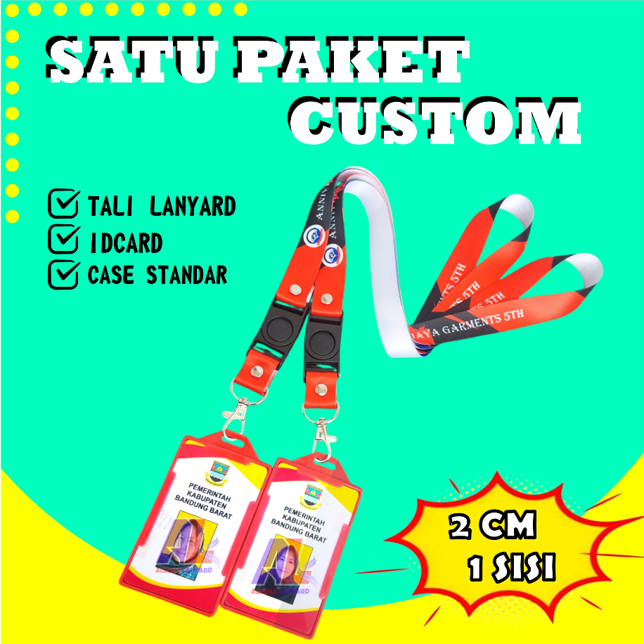 

CETAK SEPAKET 2CM 1SISI/SATU PAKET TALI LANYARD IDCARD CUSTOM/GANTUNGAN NAME TAG/TALI LANYARD IDCARD