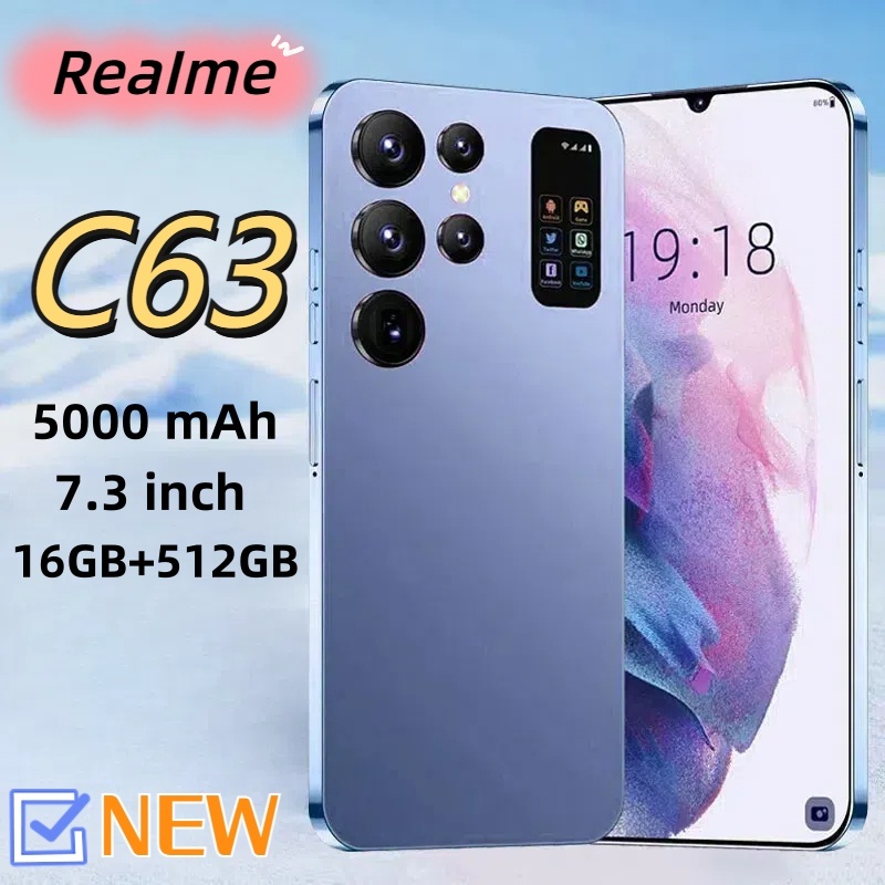 C63 5000mAh Super Flash Charge 7.3-inch Ultra HD Full Screen 16GB+512GB 5G Android Gaming Smartphone