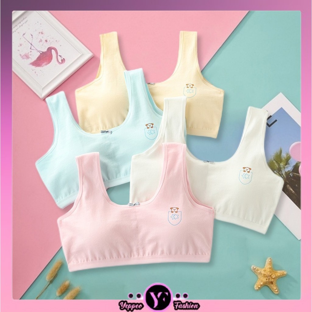•YF•BR1942 Bra Bh Miniset Anak Wanita Pubertas Miniset Cewek Remaja Katun Pakaian Dalam