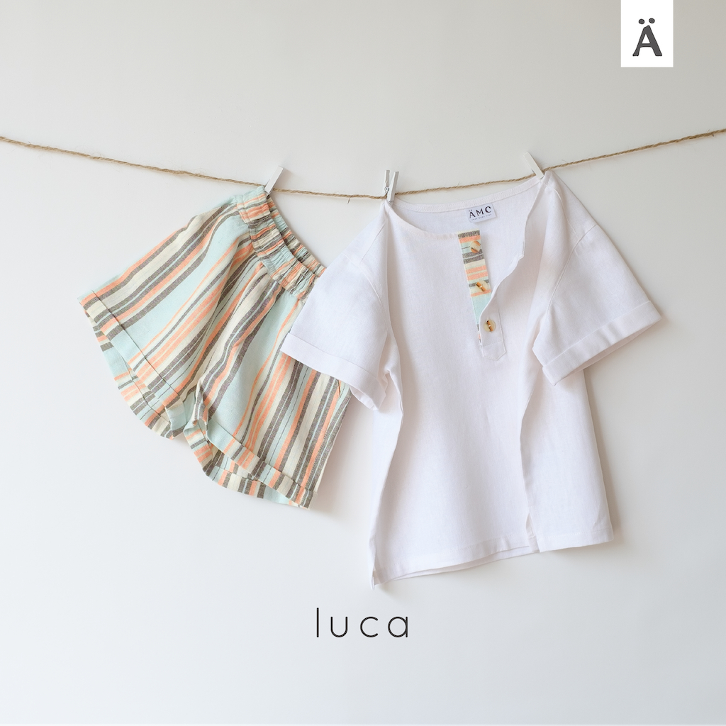 AMC- LUCA SET SKY- Set baju linen anak laki- laki - boys - anakmamaclub.