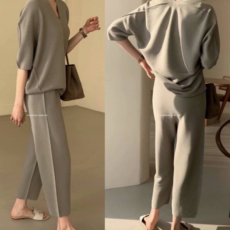 Voss Knit Set Batwing Top & Pants