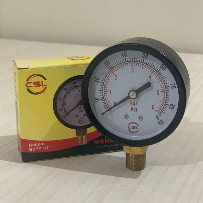 Manometer 6 Bar Pressure Gauge 6Bar Pressure Gauge 6kg merk TEKIRO Presure Gauge Pengukur Tekanan An
