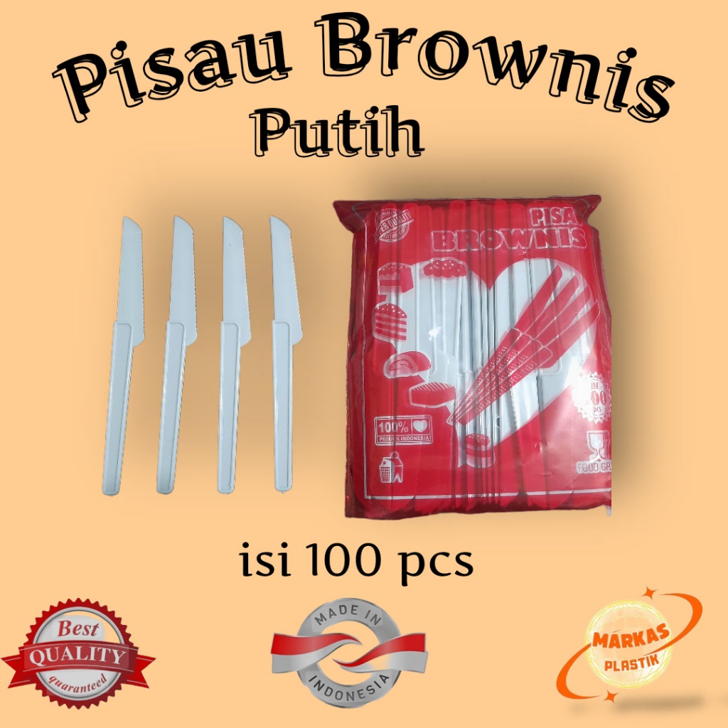 {Isi 100 Pcs/Pack} Pisau Brownies , Brownis , Bolu , Roti , Kue Panjang Warna Putih Susu.