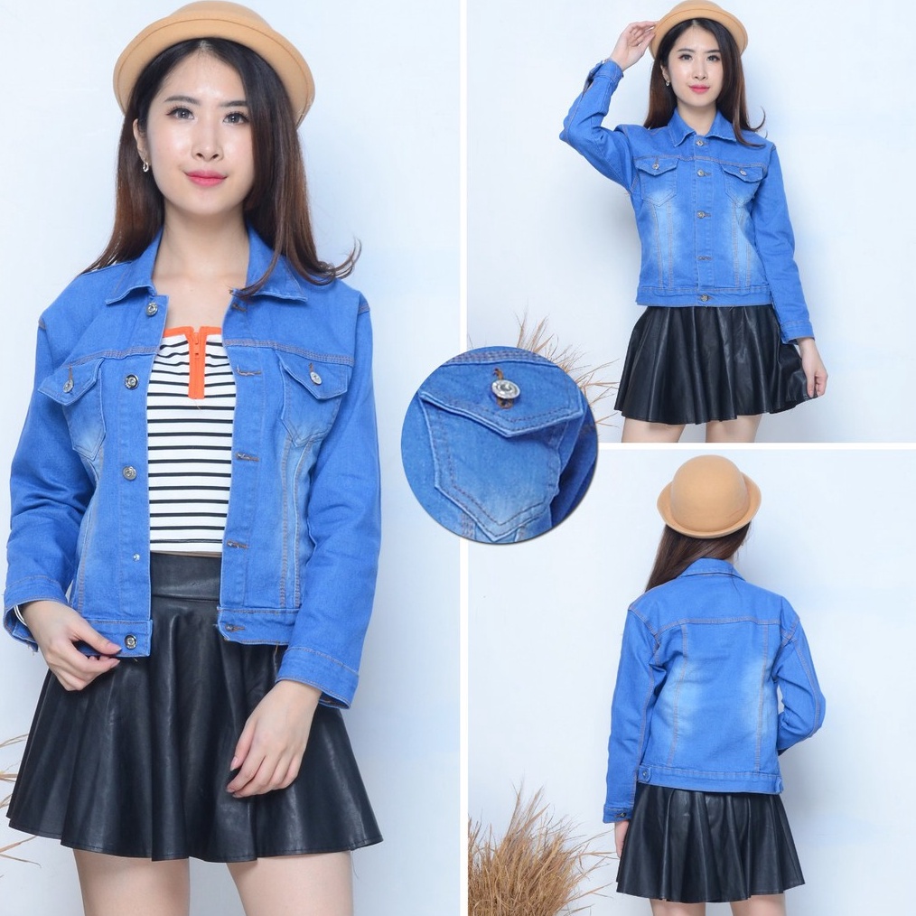 KODE F83C MC girl  Jaket Jeans Polos Wanita  Jaket Lepis Wanita  Jaket Ice Blue Cewek  Jaket Jeans K