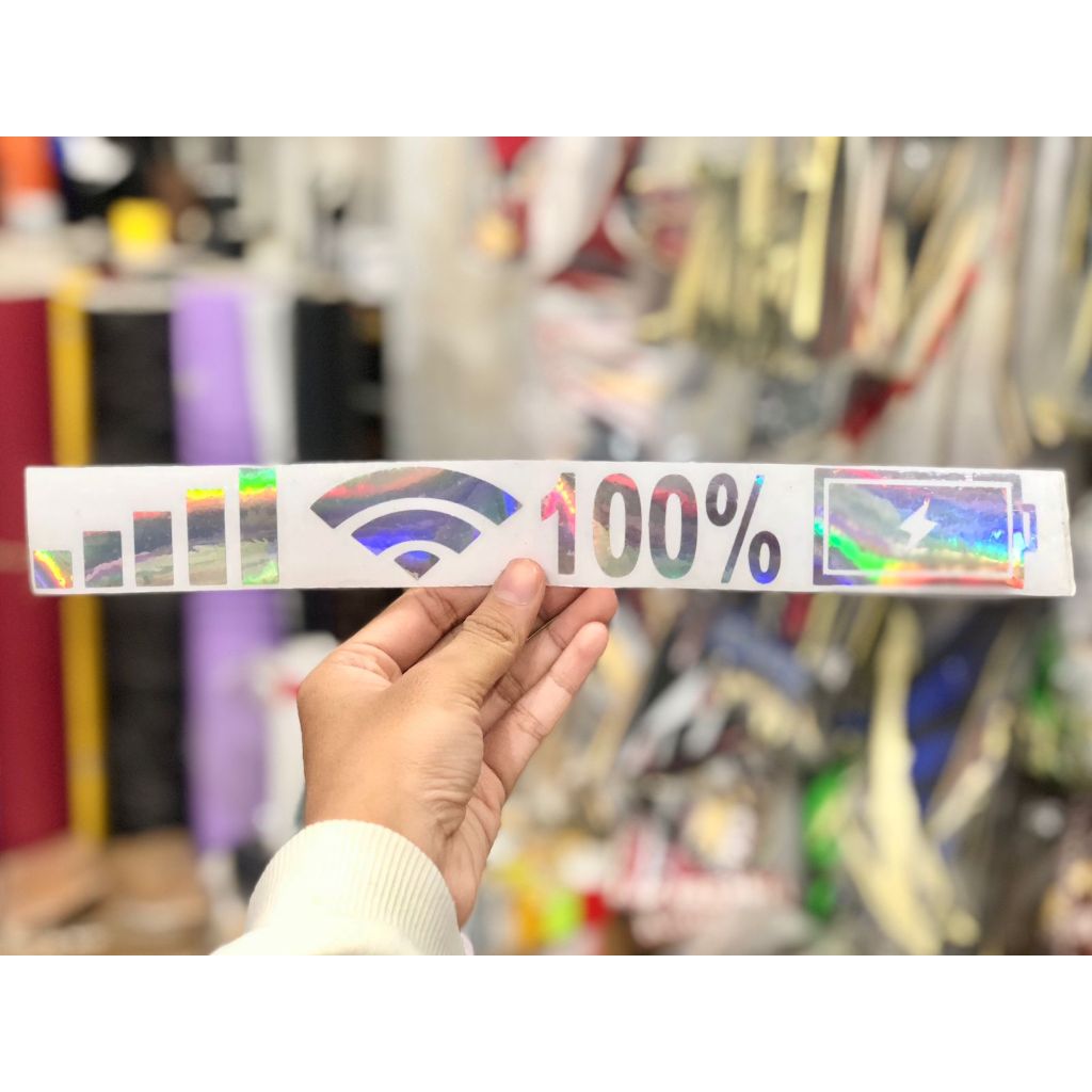 

STICKER CUTTING HOLOGRAM / MOTIF BATERAI WIFI SINYAL 100%