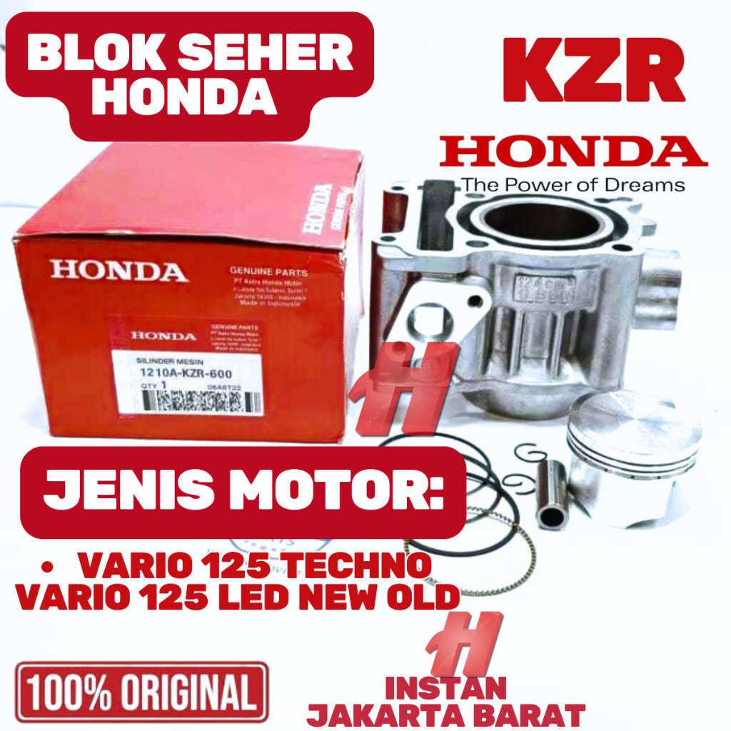 ORIGINAL GRANSI BLOCK SEHER BLOK PISTON ASSY KODE KZR VARIO 125 TECHNO VARIO 125 LED NEW OLD PRESISI
