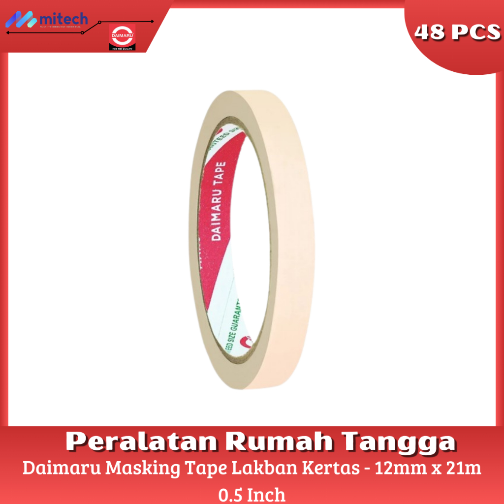 

Daimaru Masking Tape Lakban Kertas 12mm x 21m 0.5 Inch - 48 Pcs / Lakban Kertas Daimaru