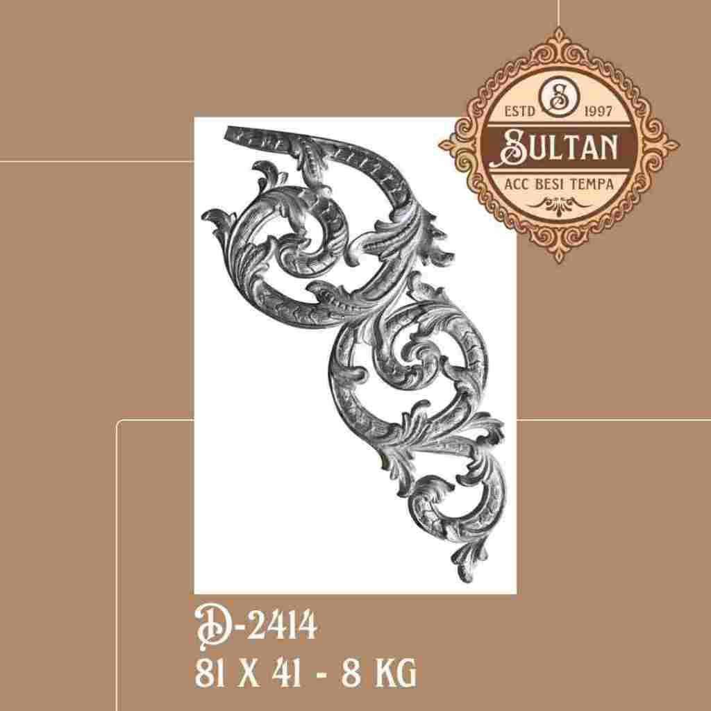 Sultan Besi Tempa / D-2414 / Ornamen Daun Besi Tempa / Ornamen Pagar Besi Klasik / Aksesoris Besi Te