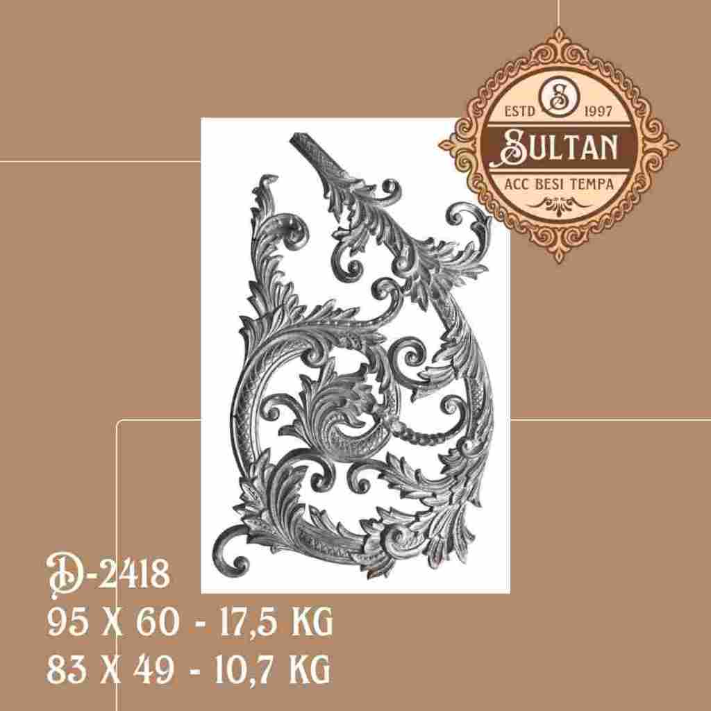 Sultan Besi Tempa / D-2418 / Ornamen Daun Besi Tempa / Ornamen Pagar Besi Klasik / Aksesoris Besi Te