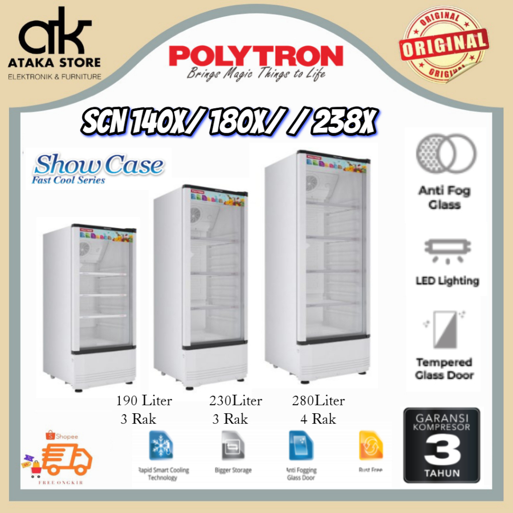 SHOWCASE COOLER POLYTRON 190LITER SCN140 / 230LITER SCN180 / 280LITER SCN230